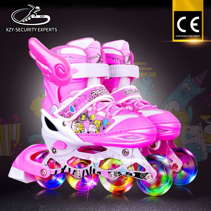 Children full set Four Flashing PU Wheel Adjustable roller skate shoes